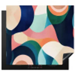 Abstract - Blauw - Roze Inductie beschermer vinyl 3mm middel -3d