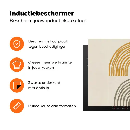 Bogen - Lijnen - Oranje - Minimalistisch Inductie beschermer vinyl 3mm klein -zzzzzzz-td-ups