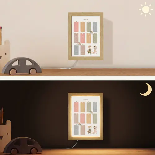 Tafels van vermenigvuldiging - Educatief - Leren rekenen voor kinderen - Cijfers oefenen - Boerderij Light Box met kabel (Wandlamp kind) klein -sfeer3_kind