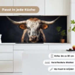 Stier - Kleurrijk - Hoorns keuken achterwand 2 middel -sfeer4_DE