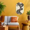 Beige - Lijnen - Golvend -  Abstract Wandcirkel Ovaal Forex klein -sfeer4