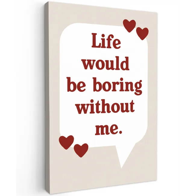 Quote - Tekstballon - Hartjes Tuinposter op houten frame 2 cm dik klein -3d