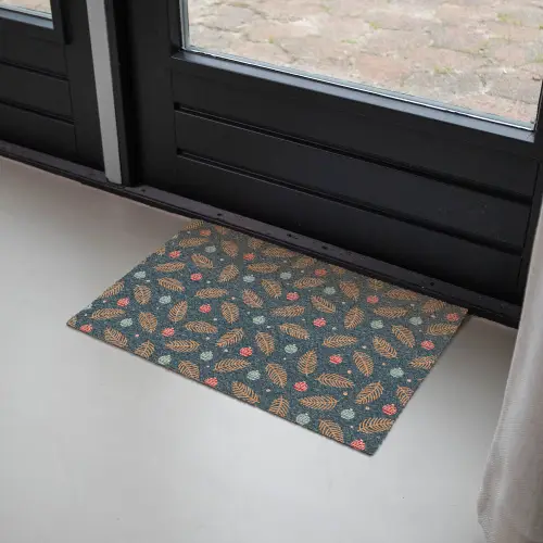 Patroon - Kerst - Symbolen - Donkerblauw Deurmat klein 898 -sfeer2