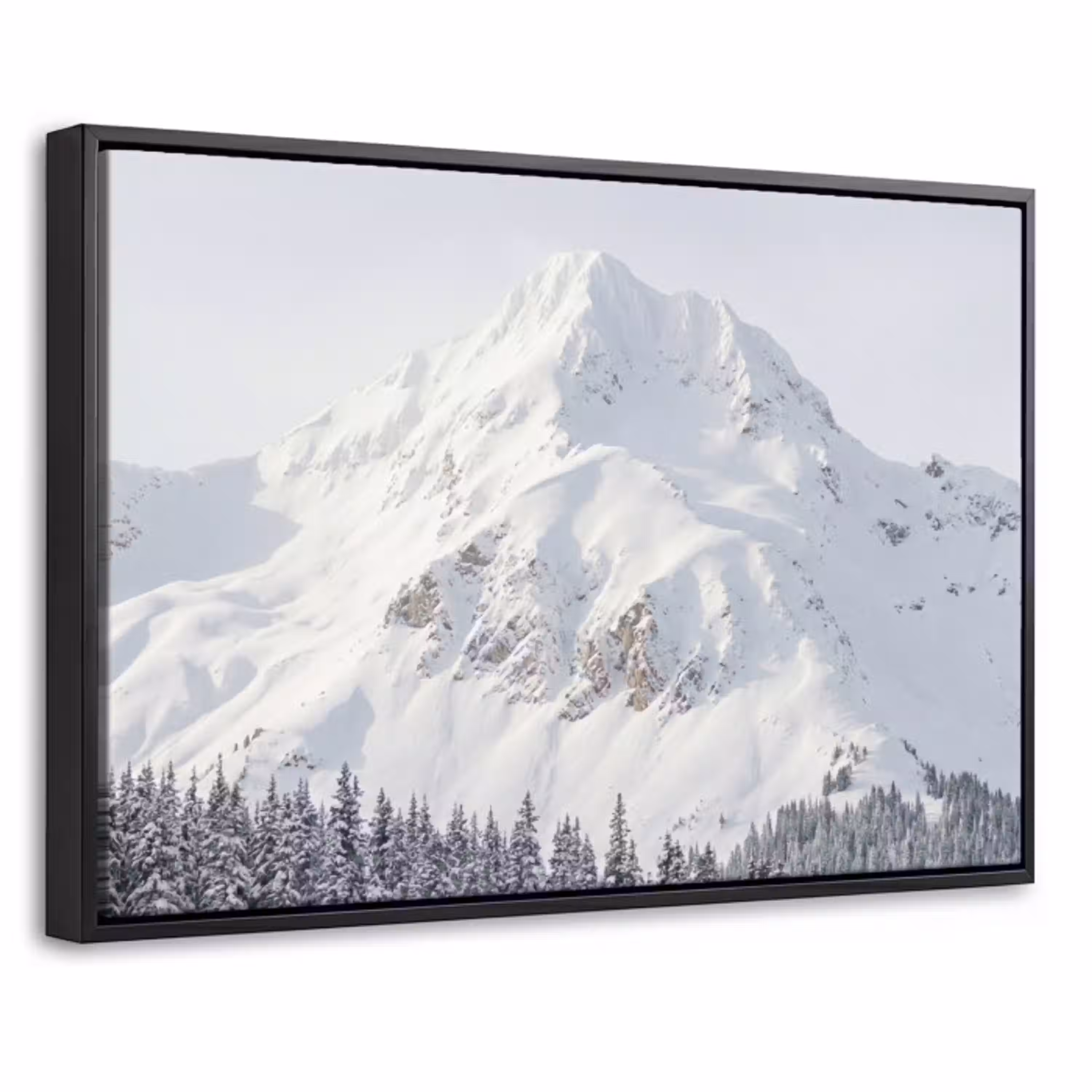 Berg - Sneeuw - Winter - Natuur - Wit Canvas met baklijst klein -threedimensional_3d_global