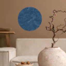 Golven - Textuur - Patroon - Blauw Wandcirkel behangsticker klein 186 -sfeer1