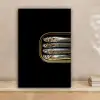Sardines - Blik - Zwart - Vissen canvas 2cm klein -sfeer1