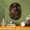 Chimpansee - Stoel - Pak - Bruin Wandcirkel Ovaal Forex klein -sfeer2
