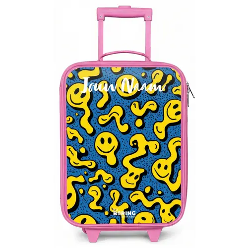 Smiley - Geel - Blauw Kinderkoffer - Roze klein -zz3dotto
