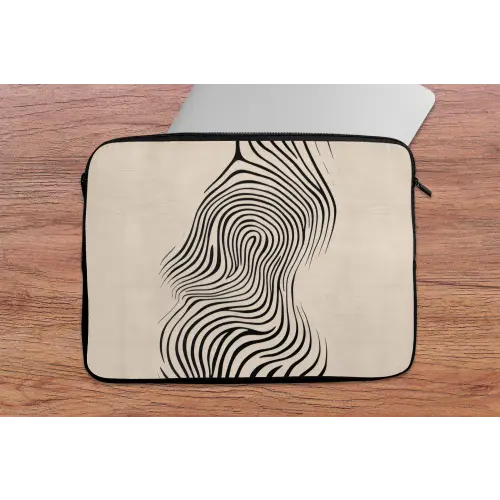 Lijnen - Abstract - Golvend - Zwart laptophoes neopreen klein -tafel