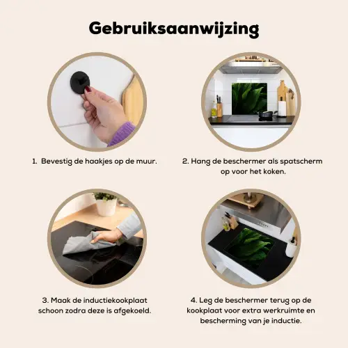 Bladeren - Schaduw - Groen - Textuur Inductie beschemer met haakjes middel -ky-gebruik-nl