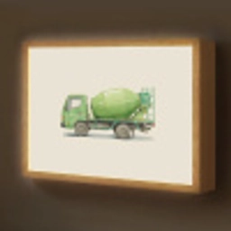 Betonwagen - Illustratie - Groen - Minimalistisch Light Box met batterij (Wandlamp kind) middel -z3d_website
