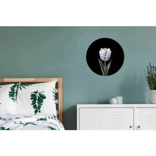 Tulp - Patroon - Blauw Wandcirkel aluminium klein -slaapkamer