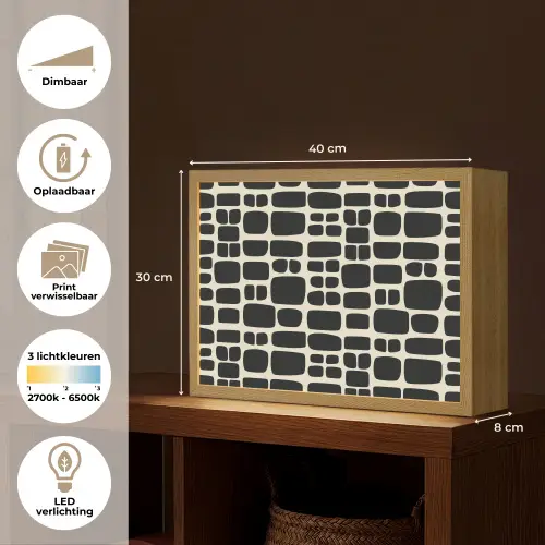 Modern - Organisch - Zwart Light Box met batterij (Wandlamp) middel 907 -USP_websiteoverzichtNL