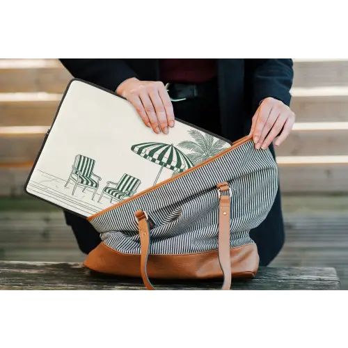 Terras - Illustratie - Groen laptophoes neopreen klein -tas