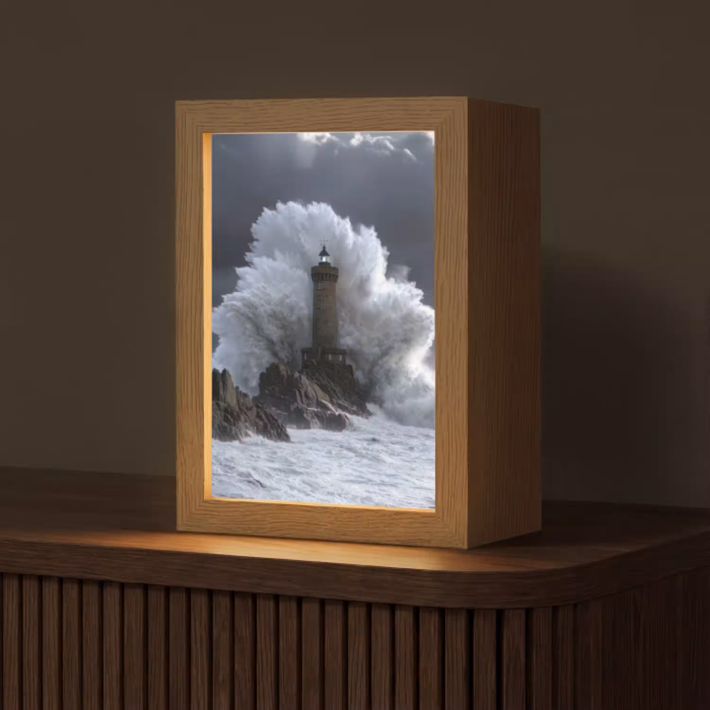 Golf - Vuurtoren - Schuimend water Light Box met kabel (Tafellamp) klein -z3d_website