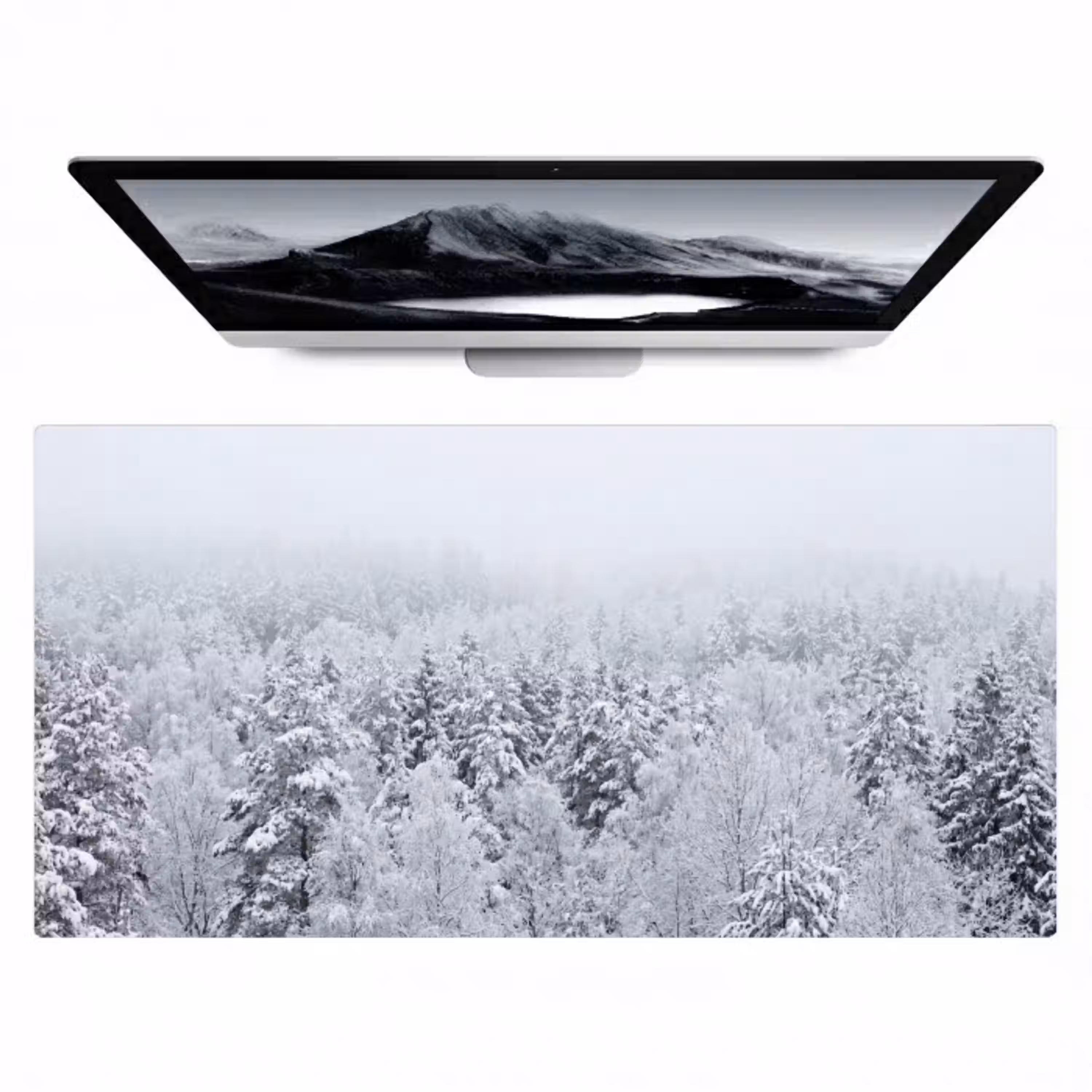 Bos - Sneeuw - Winter - Natuur - Wit Muismat XXL klein -zzz3d