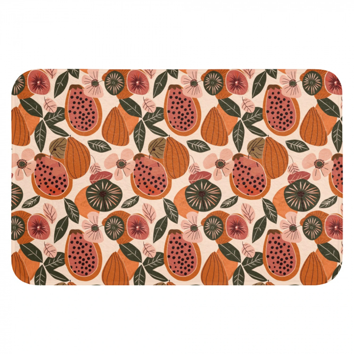 Papaja - Bloesem - Oranje Badmat klein 997 -3d