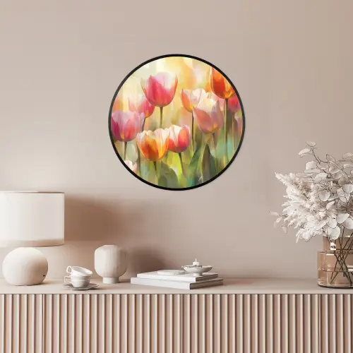 Tulpen - Sprookjesachtig - Kleurrijk Fotolijst rond zonder passe partout klein -sfeer3
