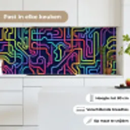Retro - Abstract - Neon keuken achterwand 2 middel -sfeer4_NL