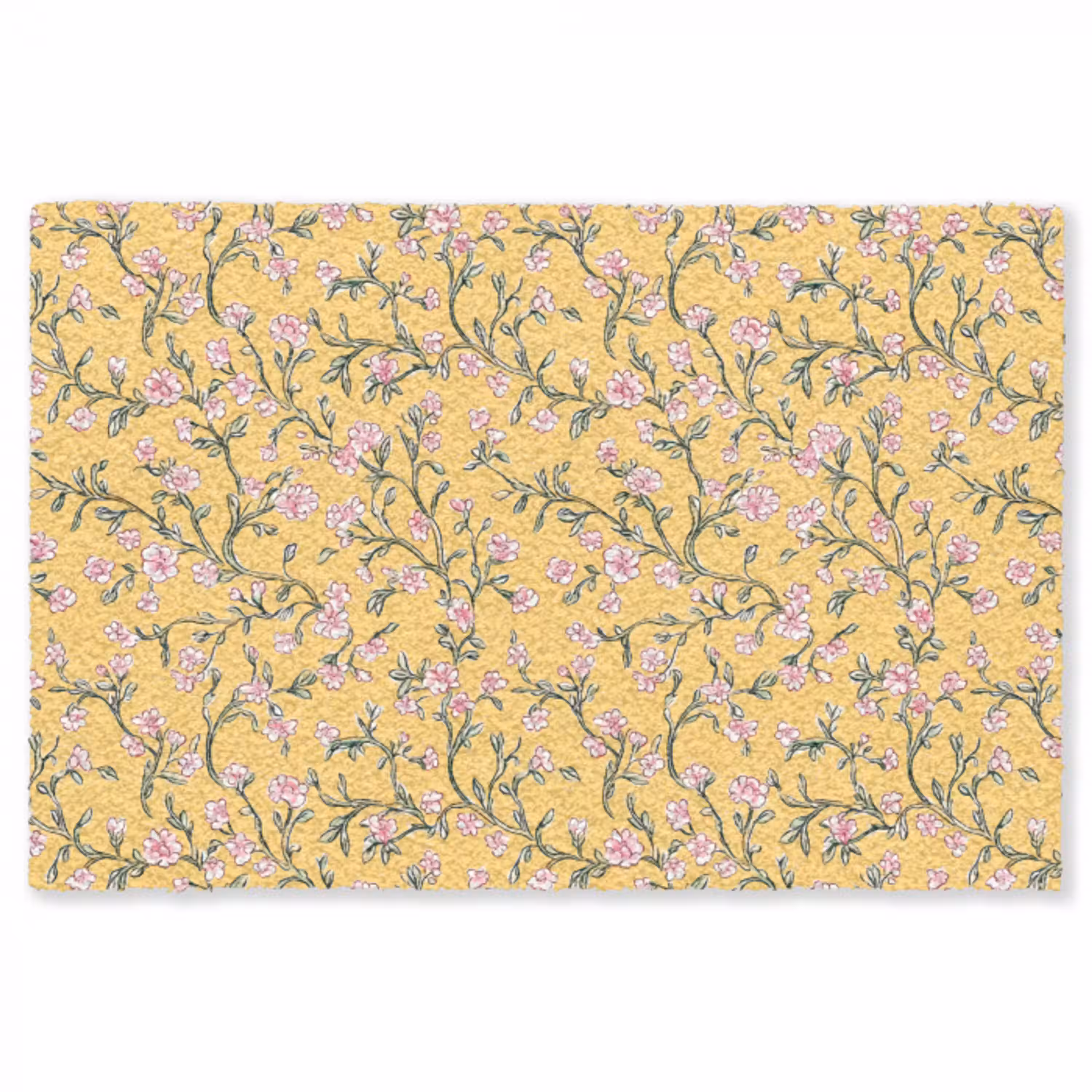 Bloemen - Motief - Geel Vloerkleed Rechthoek klein 1091 -3d