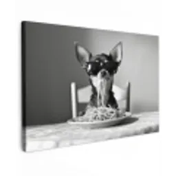 Chihuahua - Hond - Zonnebril - Humoristisch - Zwart - Wit - Spaghetti Tuinposter op houten frame 2 cm dik klein -3d