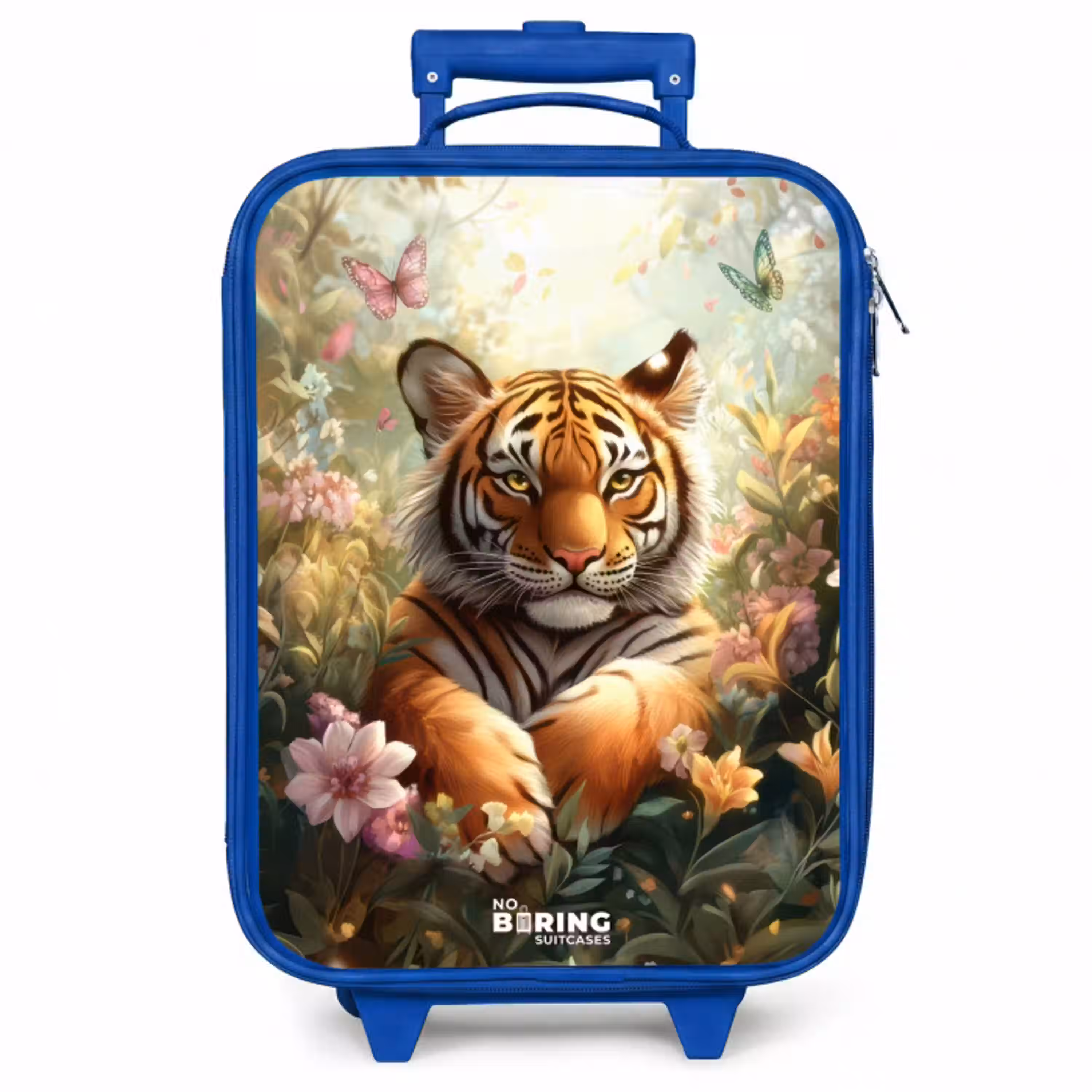 Tijger in bloemenveld met vlinders en zonlicht Kinderkoffer - Blauw klein -zzz_website3d