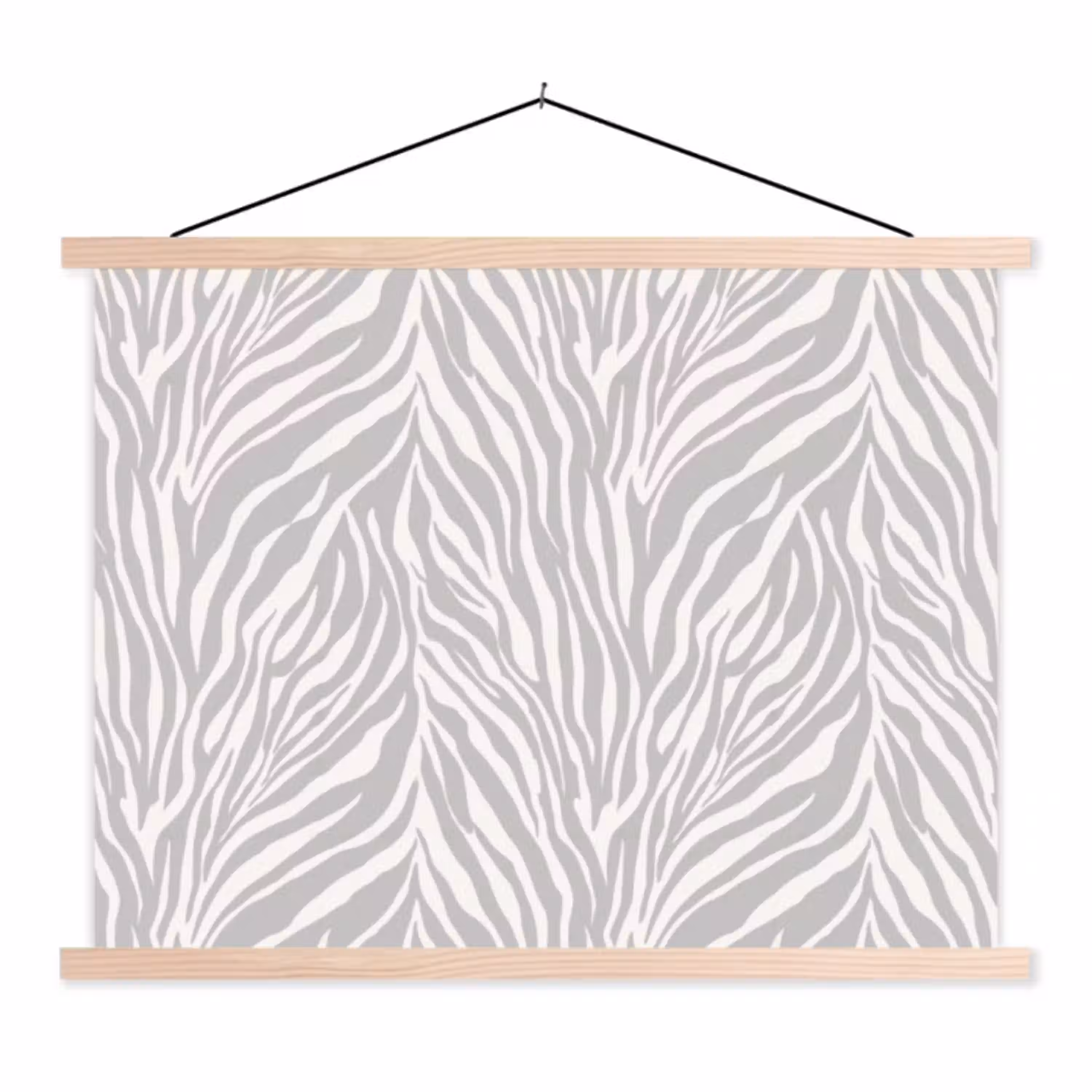 Zebra - Motief - Grijs textielposter latten blank klein 122 -3d