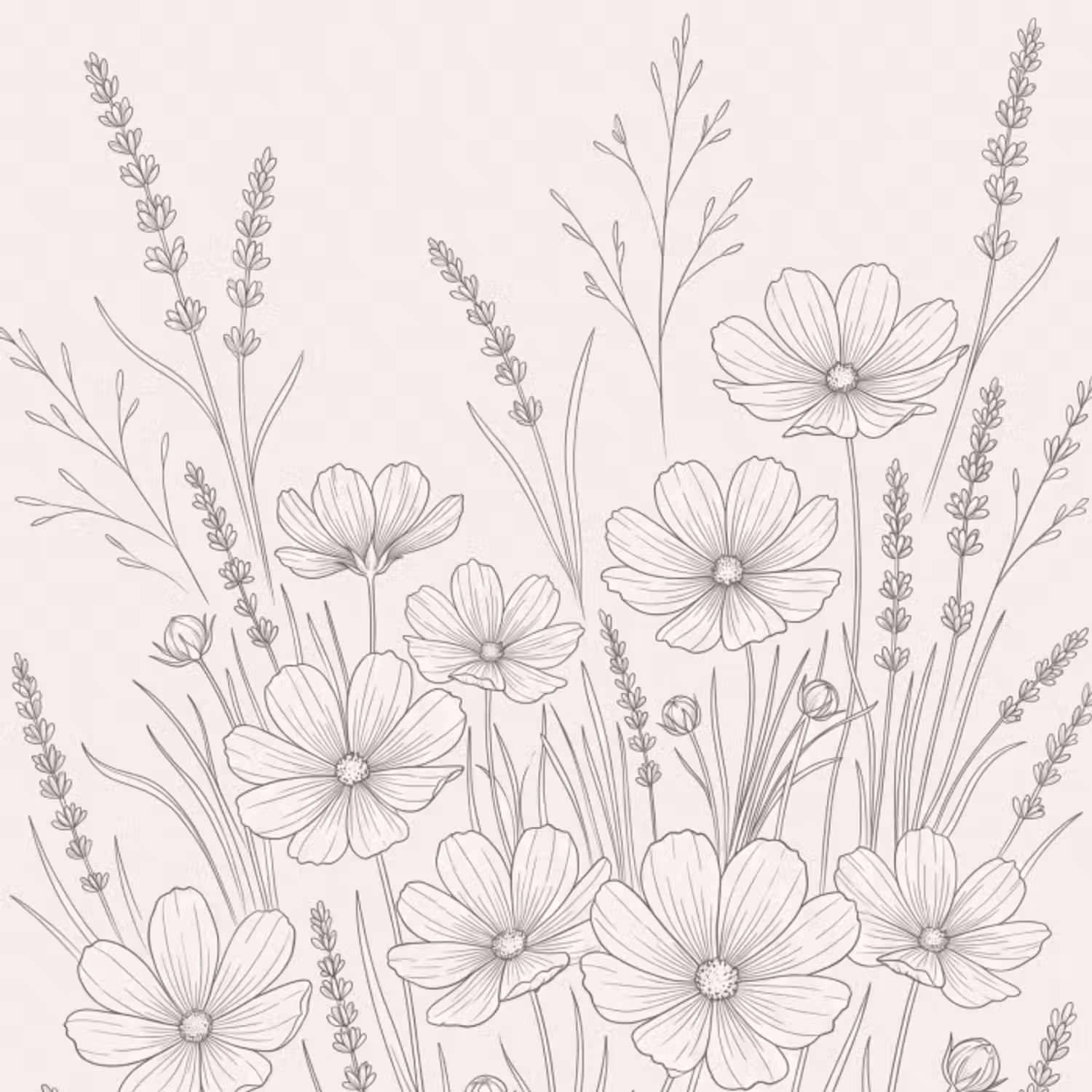 Tapete - Minimalistisch - Modern - Floral - Beige