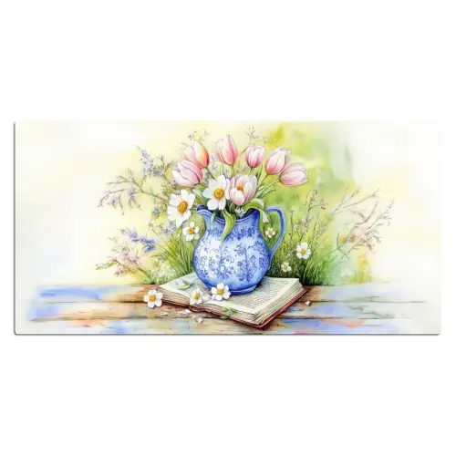 Vaas - Delftsblauw - Madeliefjes Muismat XXL klein -3d_leeg