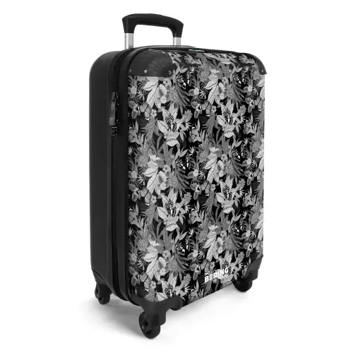 Tropisch vlinder patroon zwart wit NBS - Handbagage koffer - Kinderen Unisex middel -productfoto_3d