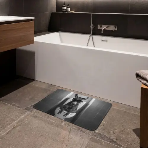 Ezel - Telefoon - Toilet - Zwart - Wit Badmat klein -sfeer3
