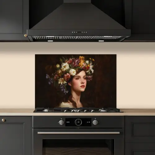 Portret - Vrouw - Bloemen keuken achterwand spatscherm klein -sfeer1