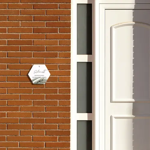 Wit met palmblad - Sierlijk Naambord Hexagon klein -sfeer3-hexagon-XS