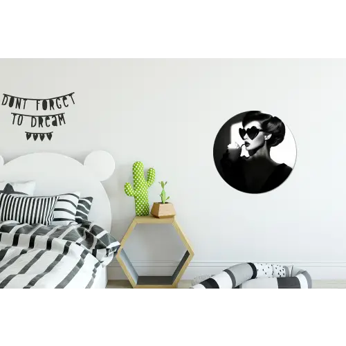 Vrouw - Zwart - Hart Wandcirkel aluminium klein -kinderkamer
