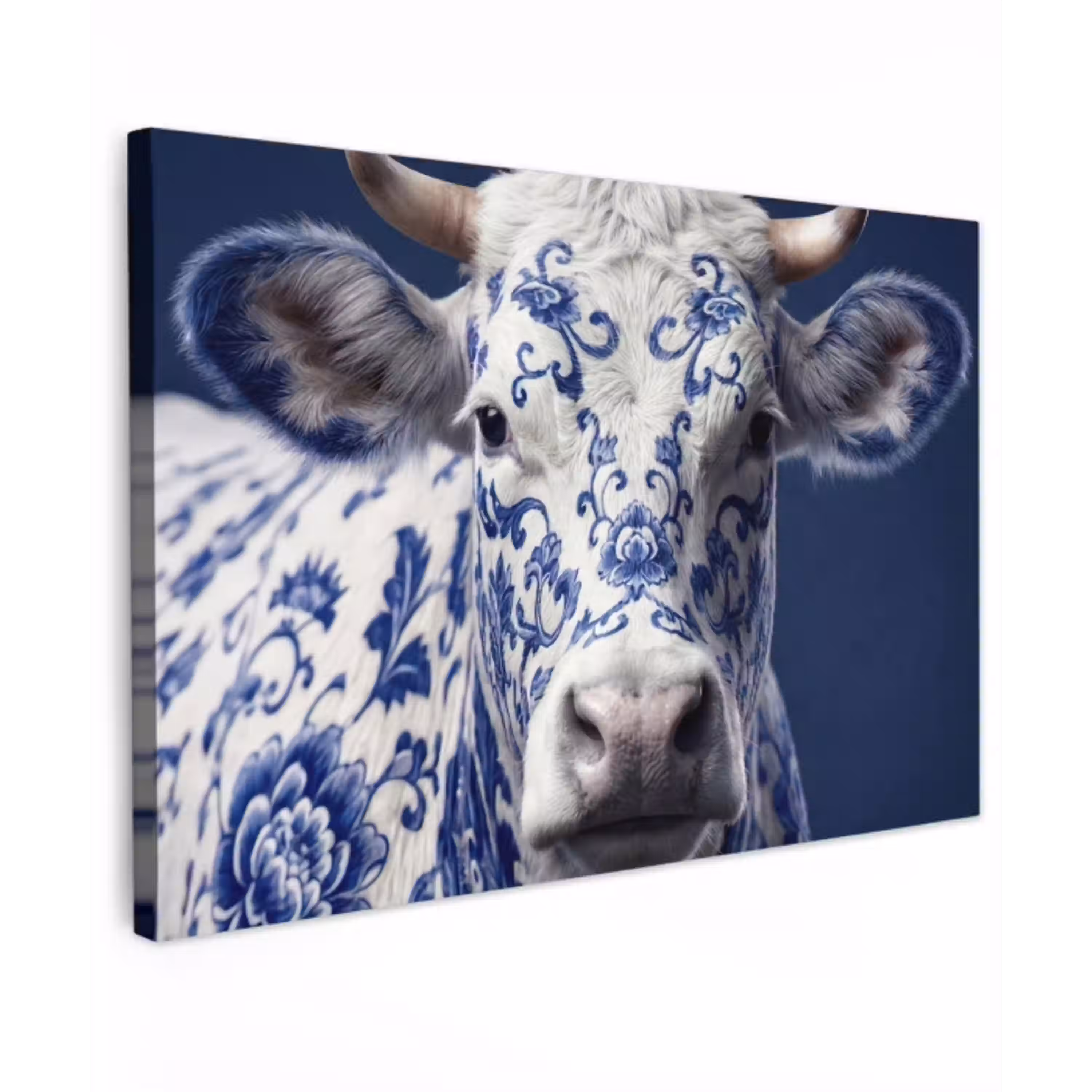 Koe - Delfts - Blauw - Artistiek canvas 2cm klein -z3d