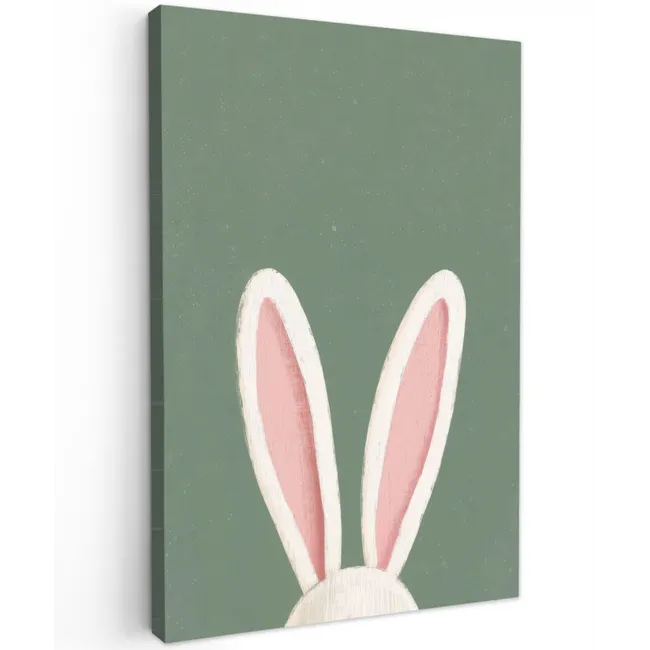 Hazen - Oren - Roze Tuinposter op houten frame 2 cm dik klein -3d