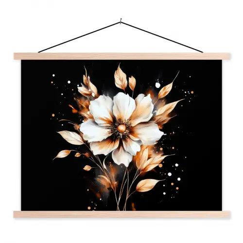 Bloem - Verf - Goud - Graffiti - Modern textielposter latten blank klein -3d