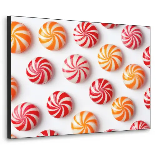 Snoep - Patroon - Rood - Oranje Textielframe zwart klein -3d