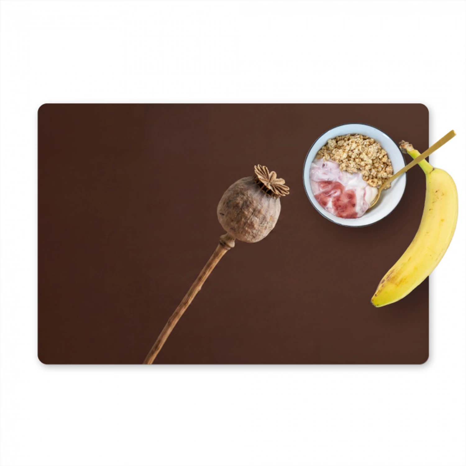 Papaverbol - Droogbloem - Bruin - Minimalistisch Placemat vinyl groot -zzzproduct_Kitchenyeah-website