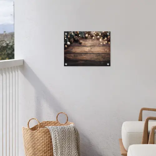 Kerstdecoratie - Houten - Dennenappel - Bruin tuinposter los doek klein -sfeer8