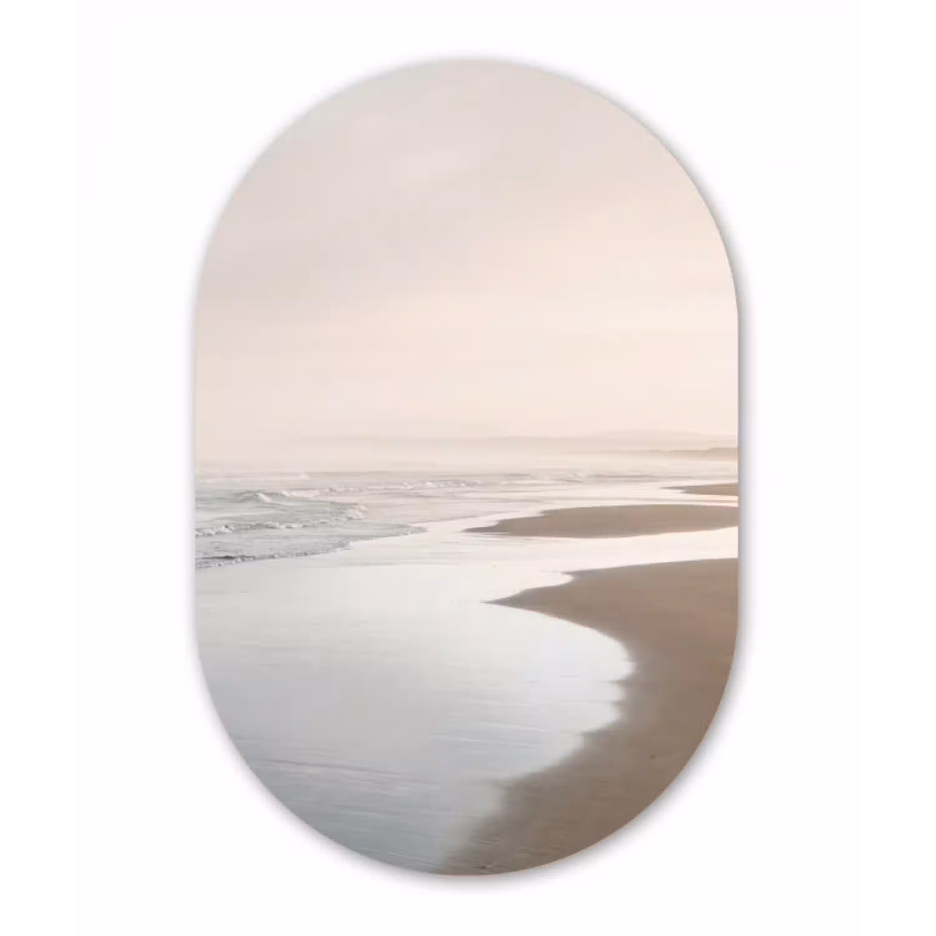 Kustlijn - Strand - Oceaan Wandcirkel Ovaal Aluminium middel -3d