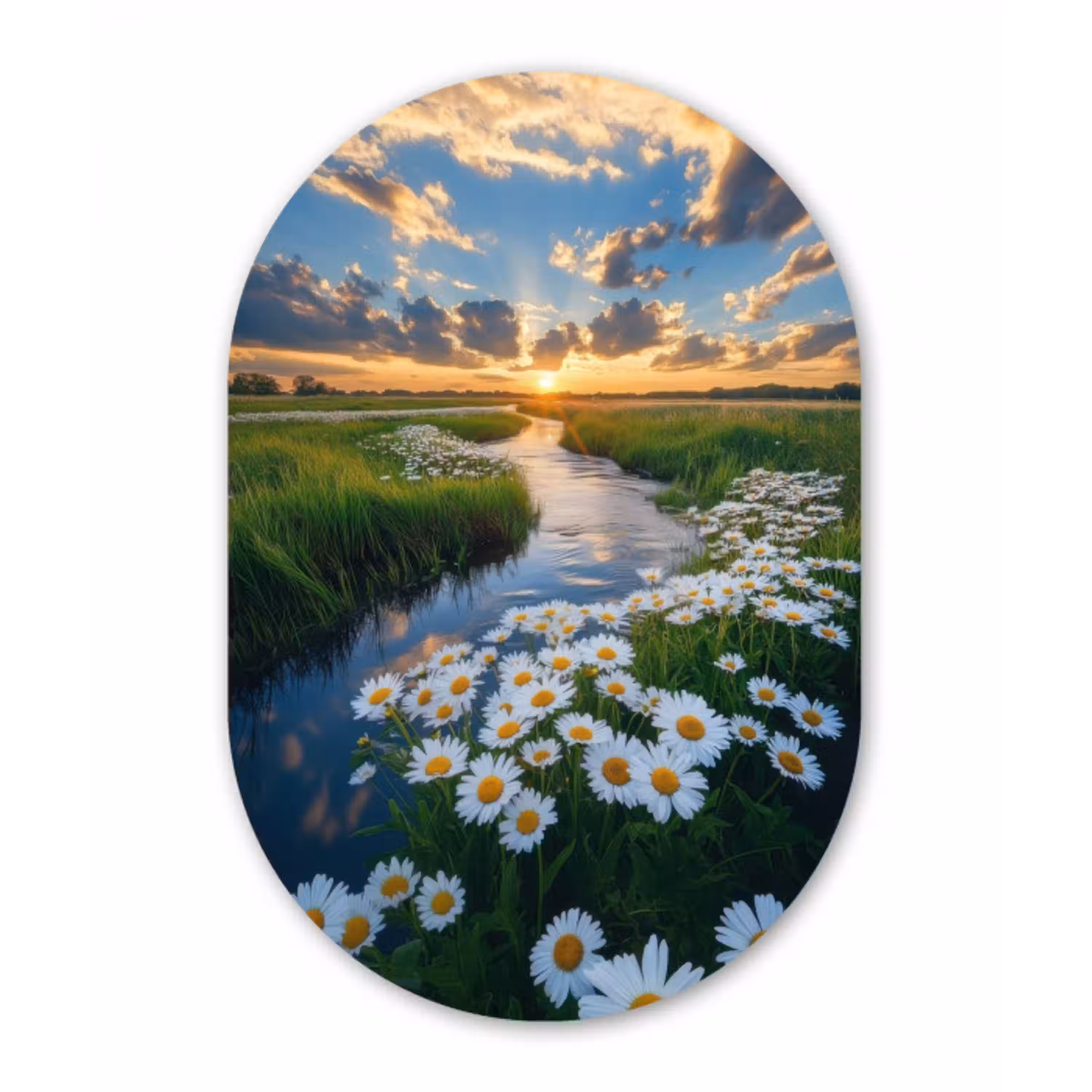 Beekje - Landschap - Margriet Wandcirkel Ovaal Glas middel -3d