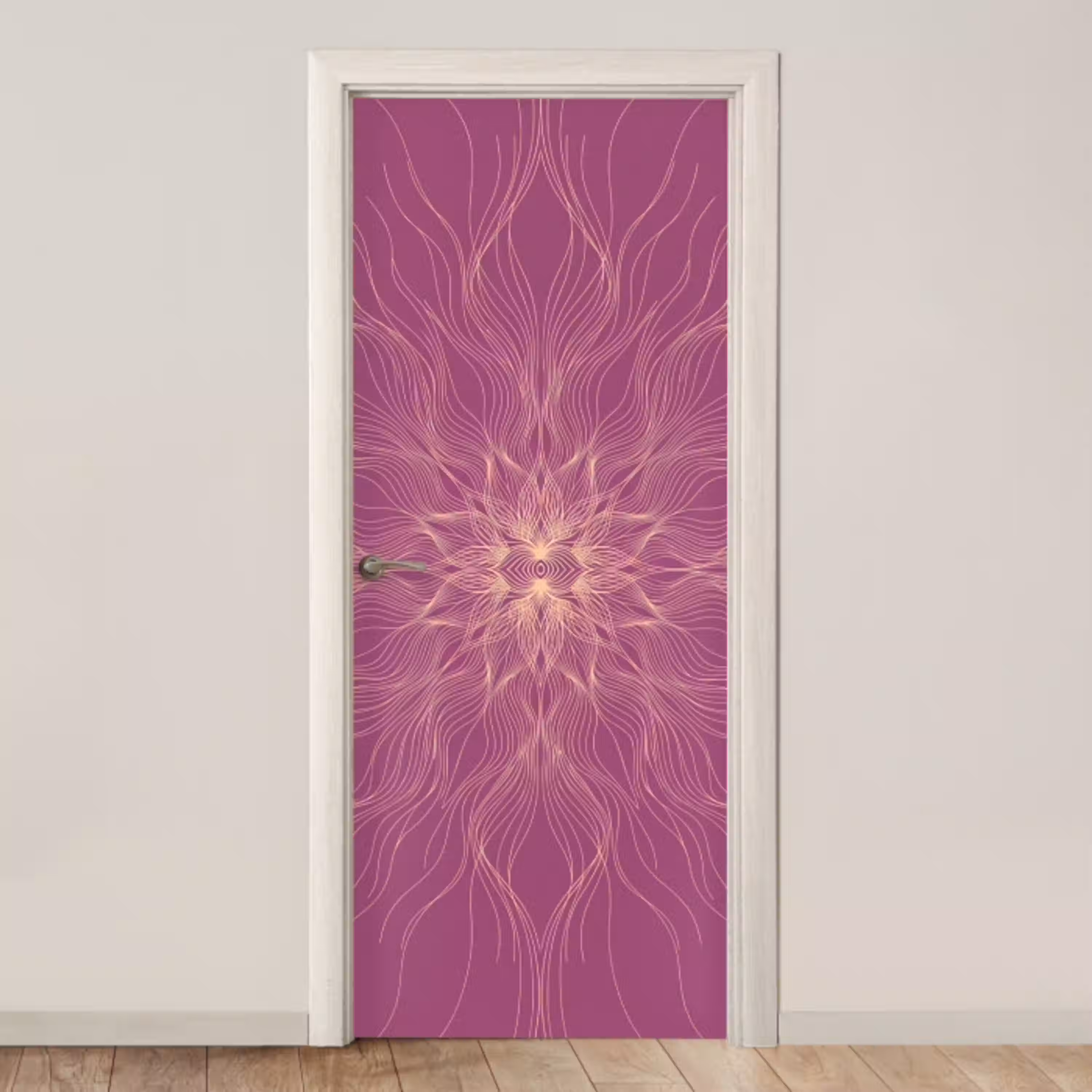 Lijnen - Patroon - Abstract deurposter klein -3d_beige