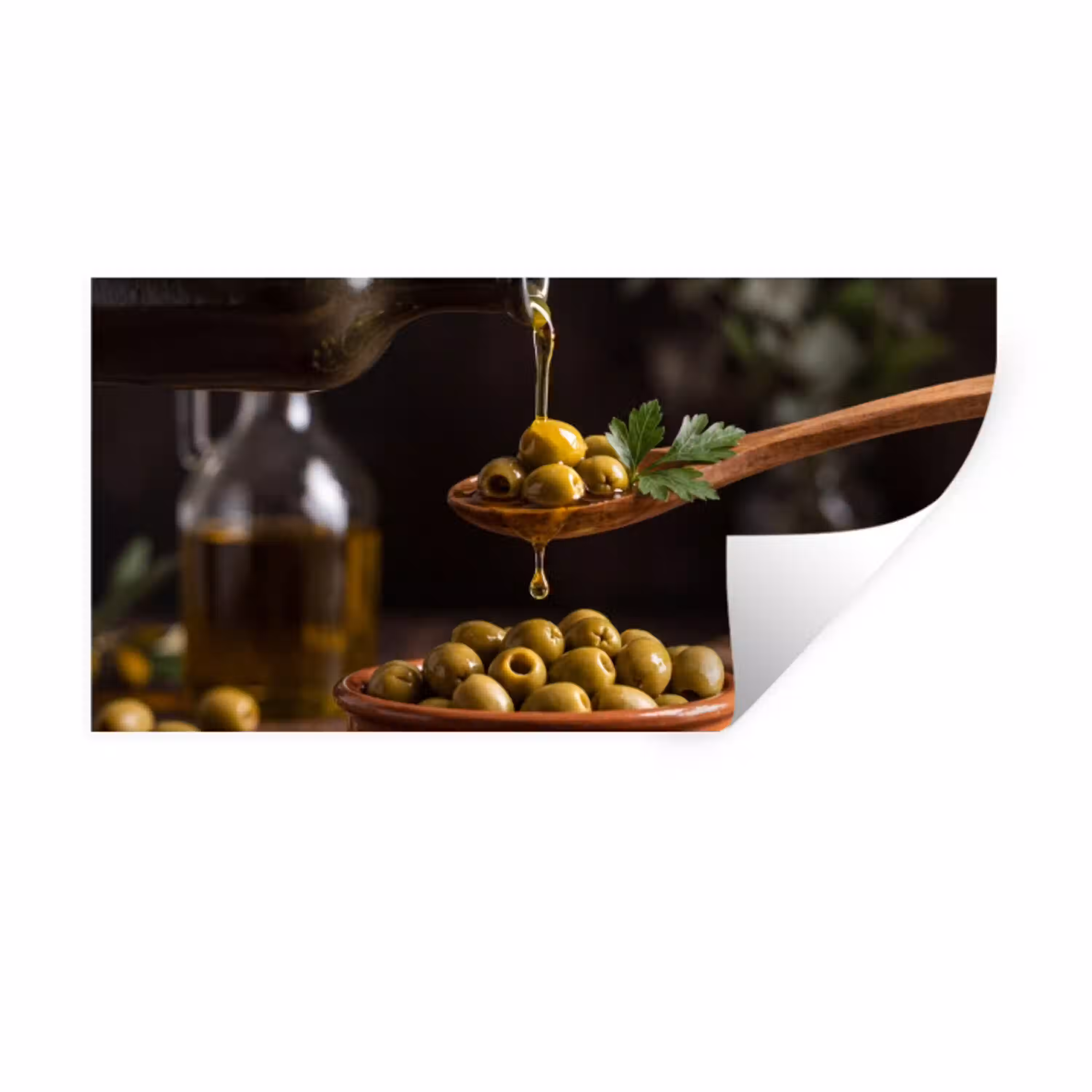 Olijven - Olijfolie - Eten Muursticker klein -3d