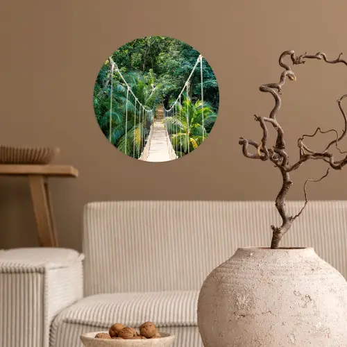 Jungle - Palmboom - Brug - Natuur - Planten Wandcirkel behangsticker klein -sfeer1