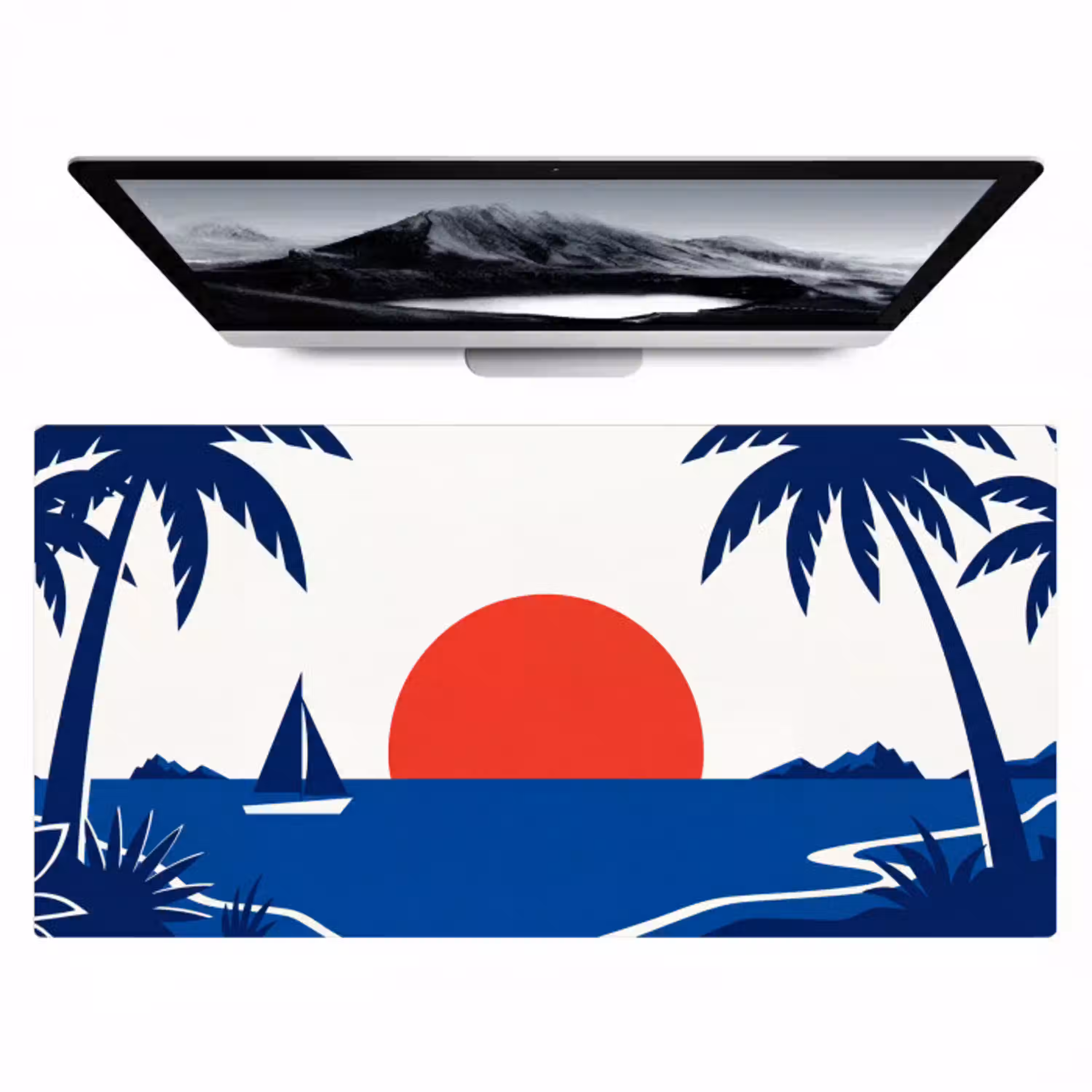 Zonsondergang - Zee - Palmboom - Tropisch - Modern Muismat XXL klein -zzz3d