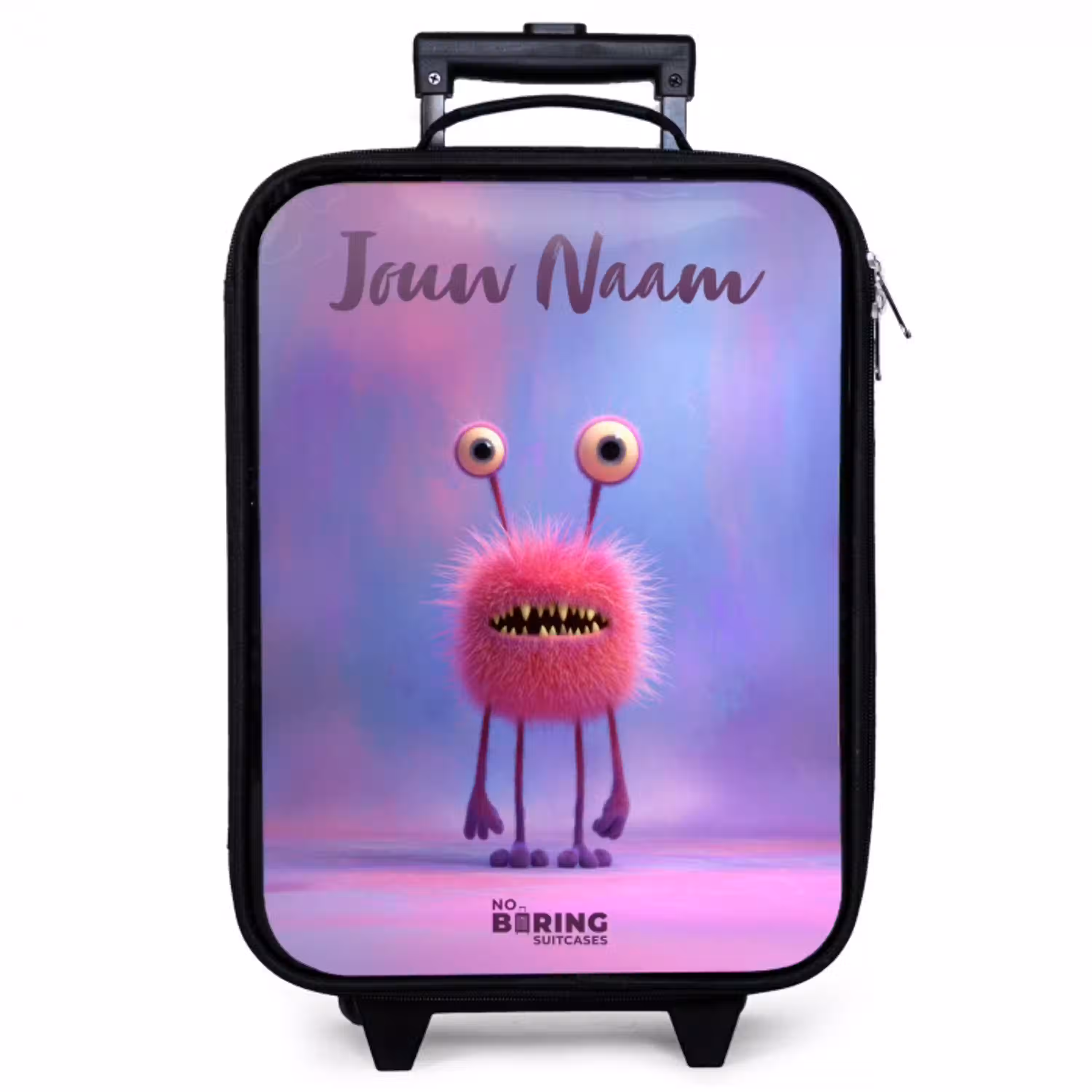 Roze harig monster met grote ogen Kinderkoffer - Zwart klein -zzz_website3d