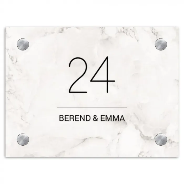 Wit marmer - Klassiek Naambord Rechthoek middel -3d