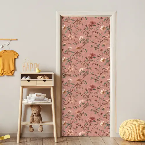 Botanisch - Bloemen - Roze deurposter klein 289 -sfeer4