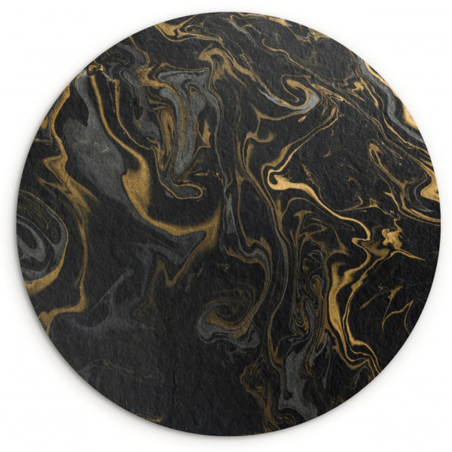 Marmer - Textuur - Grijs - Goud - Marmerlook - Luxe Wandcirkel kunststof plaat 5mm dik klein -3d